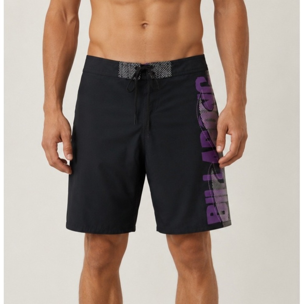 Vintage Y2K Billabong Mens Black Purple Graphic Board Shorts Swim Trunks - Picture 2 of 8